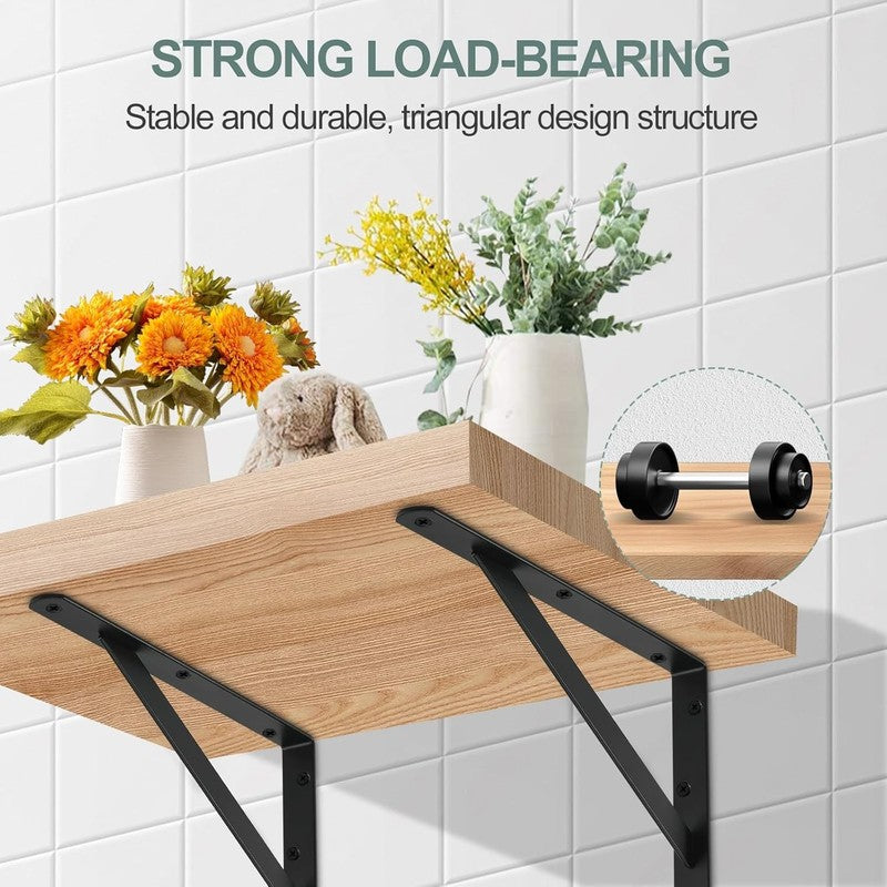 12 Pack L8 X H 6" Black Heavy Duty Shelf Brackets with Screws Metal Shelf Bracke3