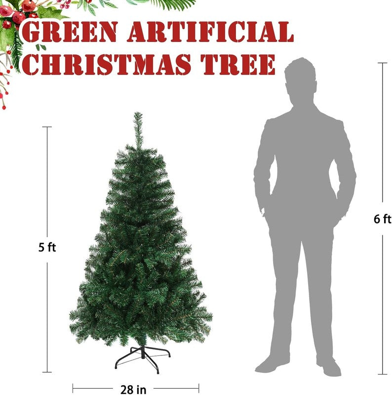 5FT Green Christmas Tree, Small Spruce Artificial Holiday Xmas Tree with 600 PVC7