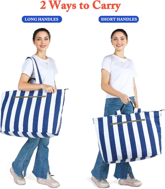 Beach Tote Bag Waterproof Sandproof Large Canvas Travel Pool Bag5