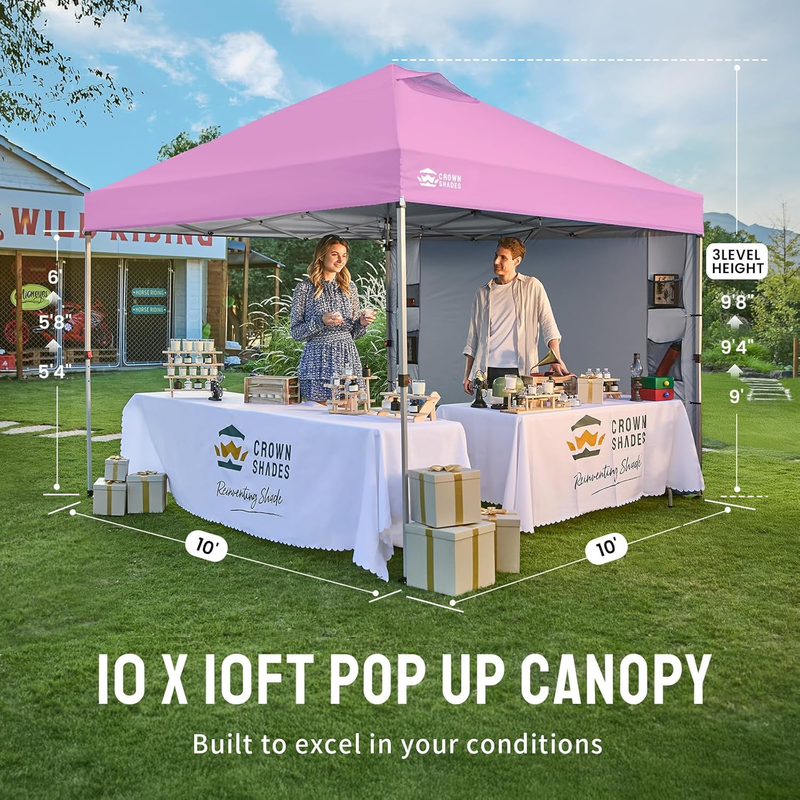 Crown Shades 10x10 Outdoor Pop Up Canopy Tent Easy Setup Sun Shelter Pink6