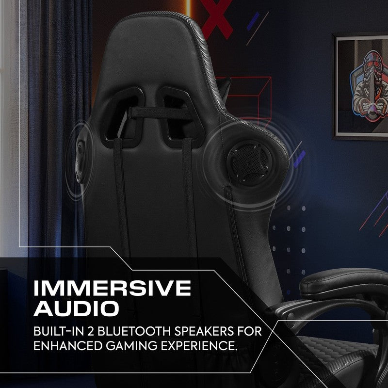 Honeycomb Faux Leather PC Gaming Chair, Black4