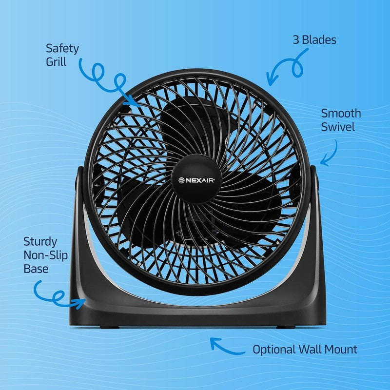 Portable 7" Turbo Fan - 3 Speed Adjustable, Quiet & Durable for Home & Office6