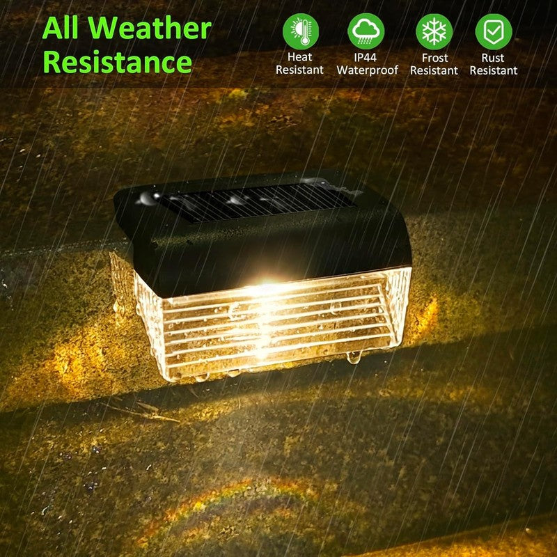 8 Pack Solar Fence Lights   Warm White LED Outdoor Waterproof Step Lights2