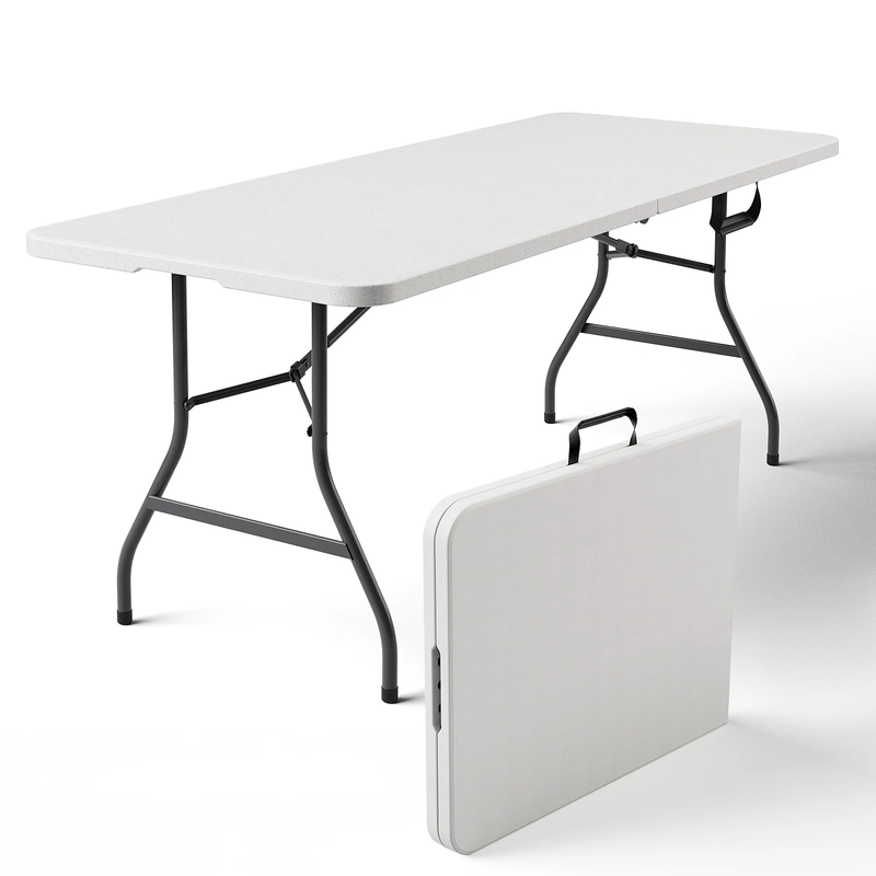 6FT Folding Table, Heavy Duty Portable Table, Waterproof HDPE, Foldable for Picn10