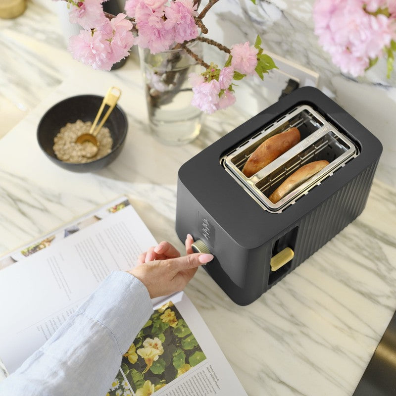 2 Slice Toaster Extra Wide Slots Slide Out Removable Crumb Tray Slate Grey10