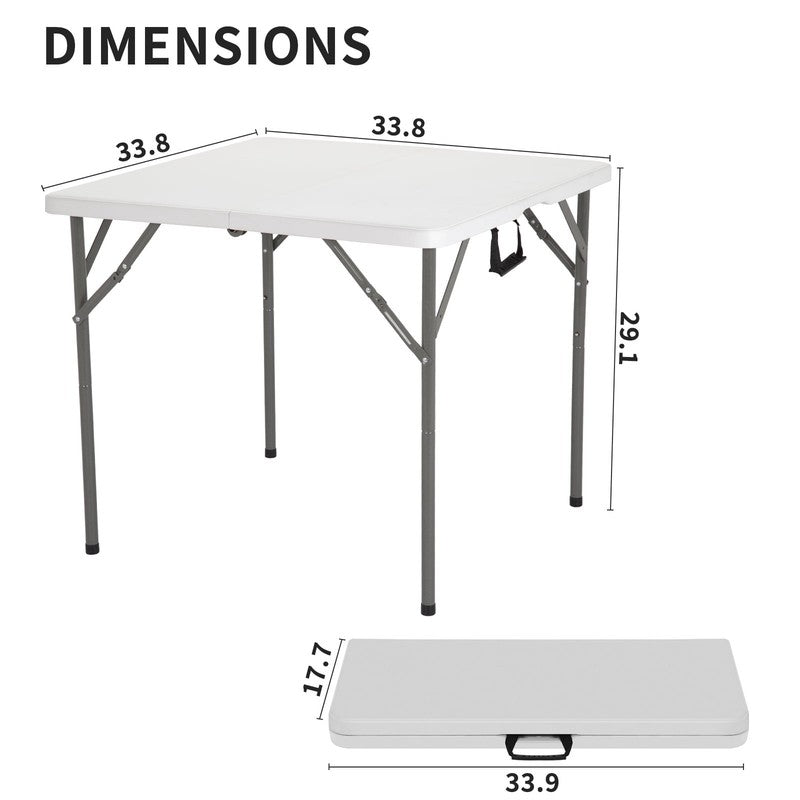 34 Inch Square Folding Card Table Portable Plastic Outdoor Dining Table White2