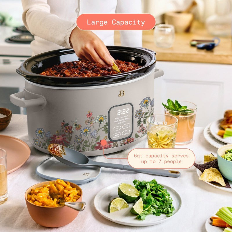 6 Qt Programmable Slow Cooker, Wildflower Porcini Taupe by Drew Barrymore2
