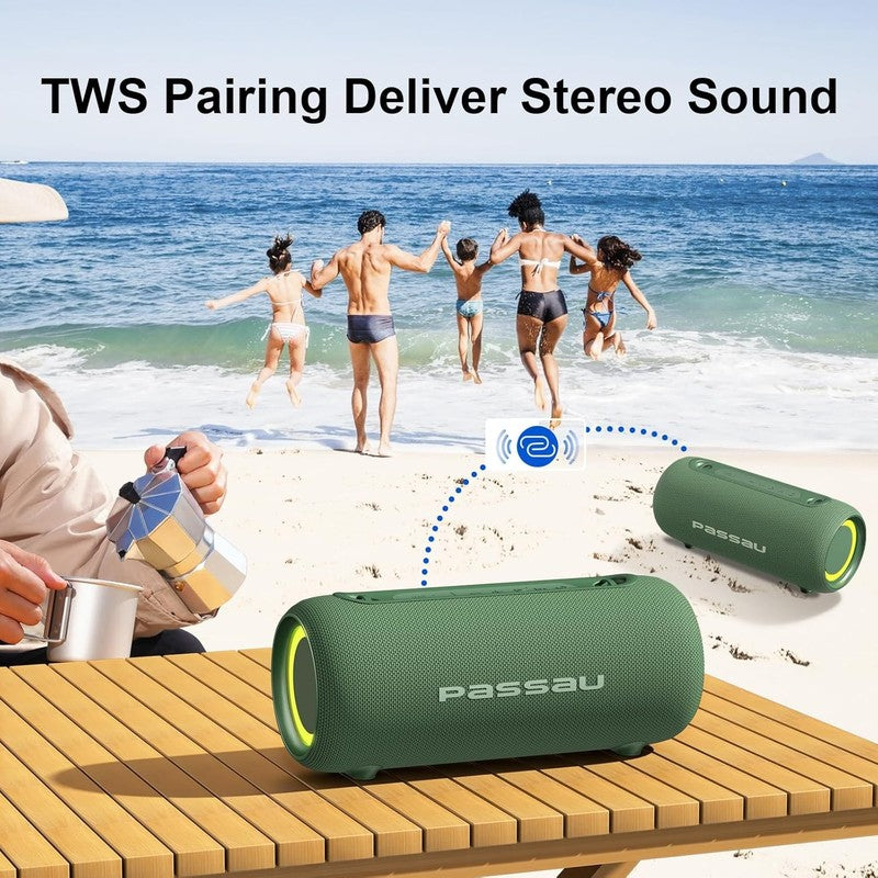 40W Bluetooth Speaker, Deep Bass, IPX5, RGB Lights, All-Day Playtime, Green4