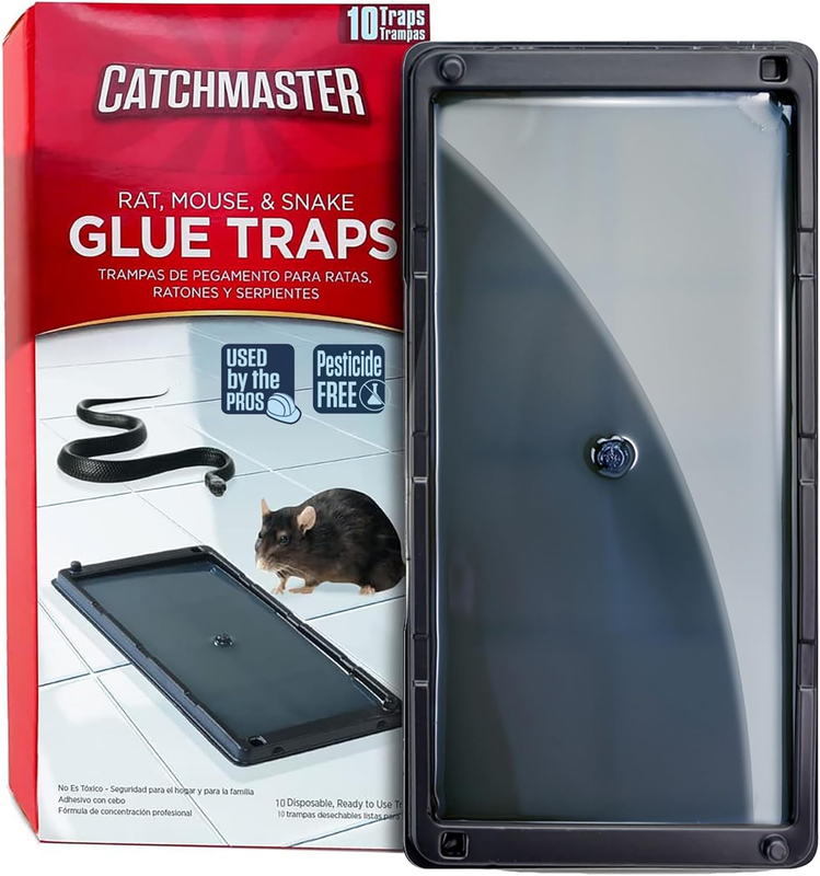 Rat, Snake and Mouse Traps 10Pk, Large Bulk Glue Rat Traps for Home, Adhesive Pl6