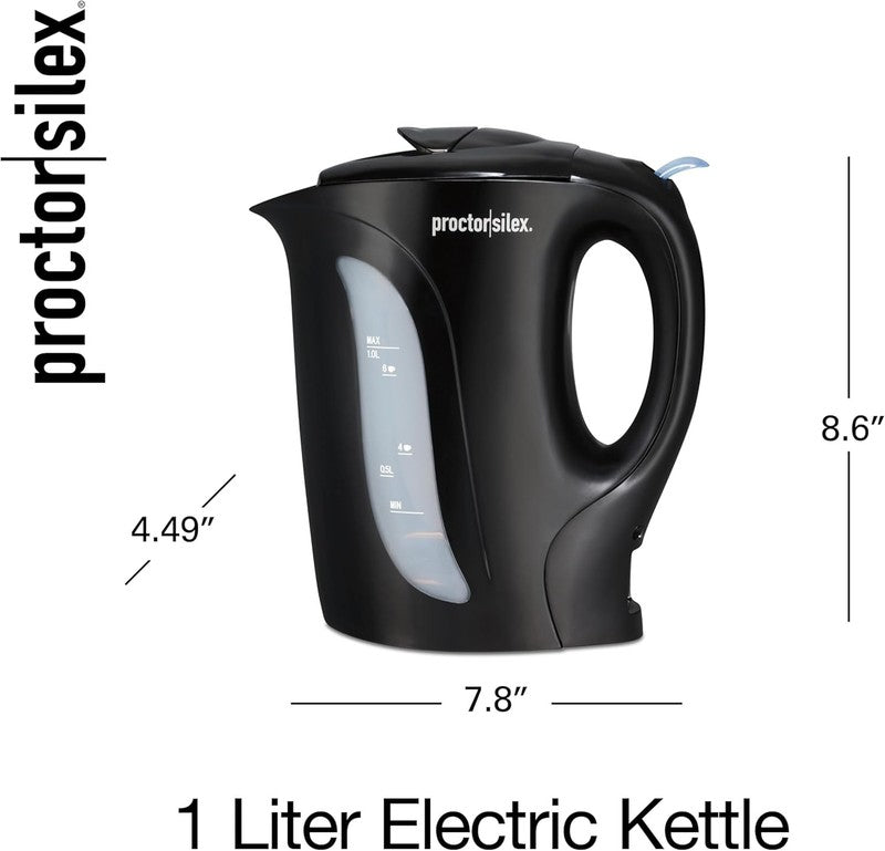 Electric Tea Kettle 1L 1000W Fast Boil Auto Shut Off Boil Dry Protection Black6