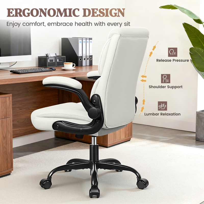 Leather Computer Office Chair 400LB Capacity High Back White5