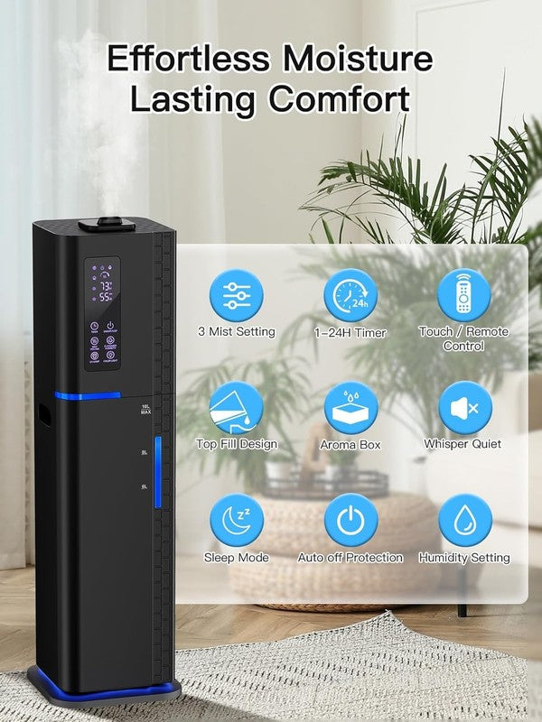 10L Cool Mist Humidifier Top Fill Quiet Ultrasonic 60H Large Room Black3