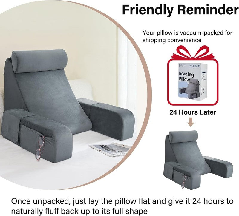 Reading Pillow for Sitting in Bed Adult, 19" Back Support Pillow for Bed Sitting6