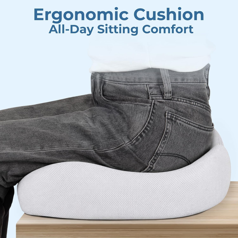 Memory Foam Seat Cushion Tailbone Pain Relief Coccyx Sciatica Light Gray3