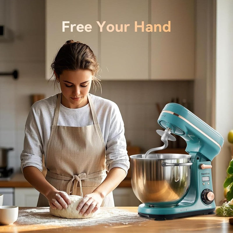 400W Stand Mixer 6.34QT 6+P Speed w/ Dough Hook Whisk Beater LED6