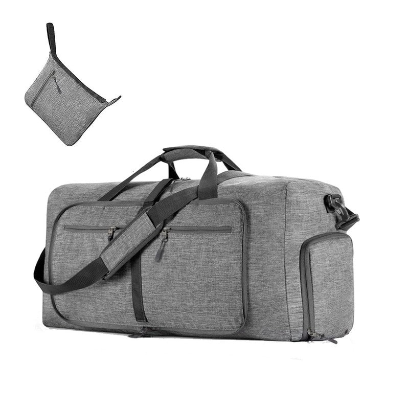 24" Large Travel Duffle Bag for Men, 65L Foldable Travel Duffel Bag with Shoes C7