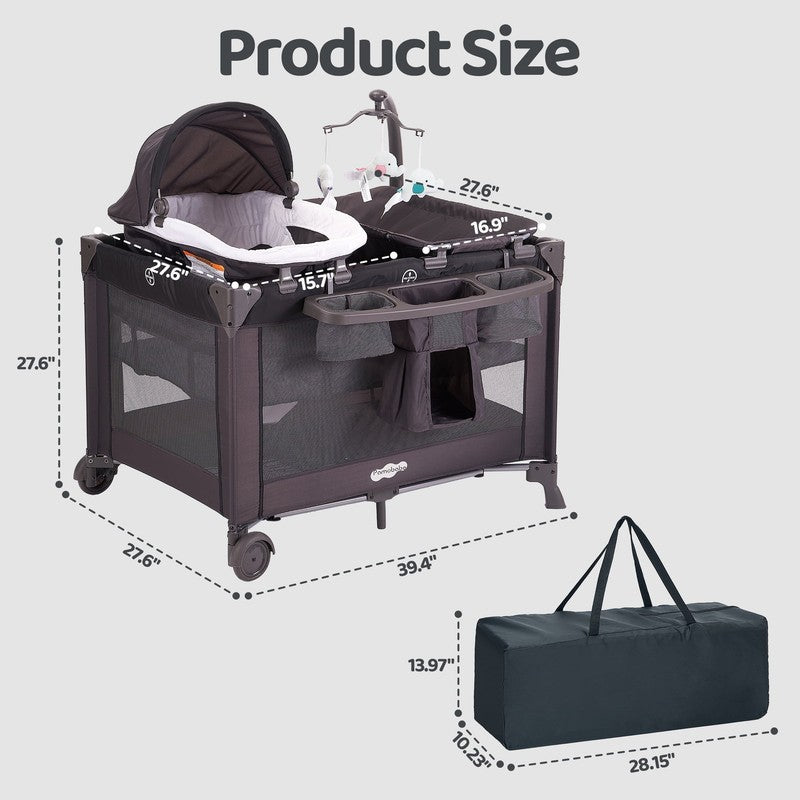 4 In 1 Baby Playard with Bassinet & Changing Table for Newborn7