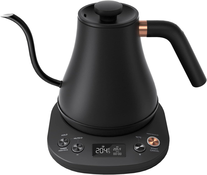 Gooseneck Electric Kettle 0.8L 1200W Matt Black Temp Control Auto Shut Off10