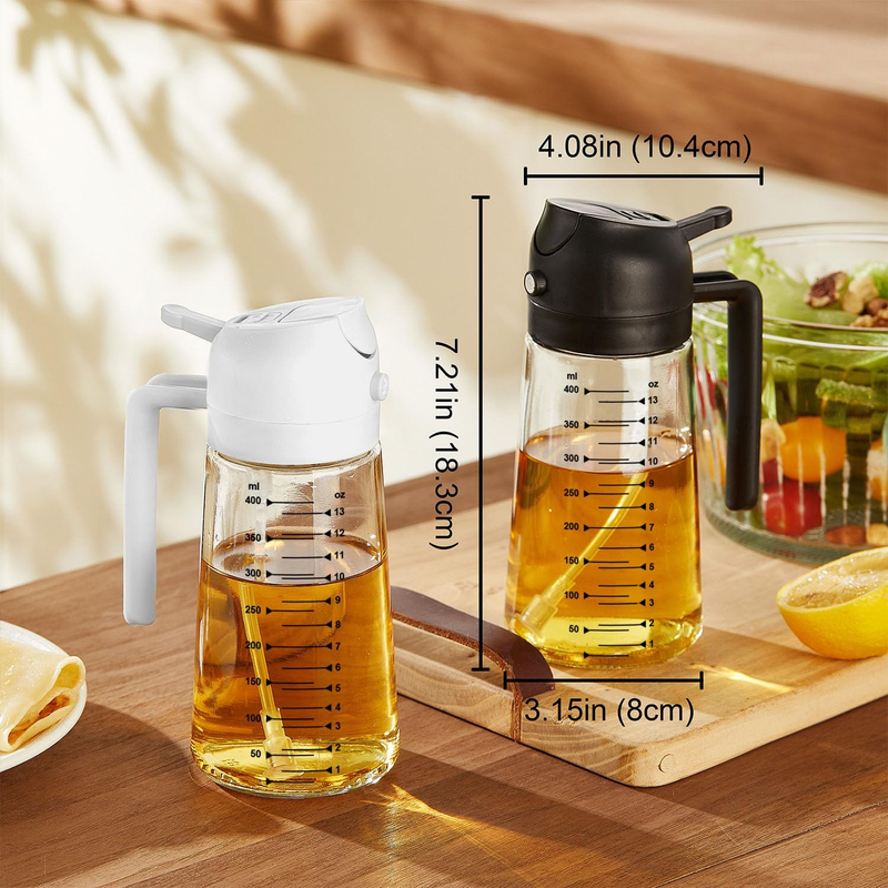 16oz Glass Olive Oil Sprayer 2 in 1 Dispenser Bottle Air Fryer BBQ Black4