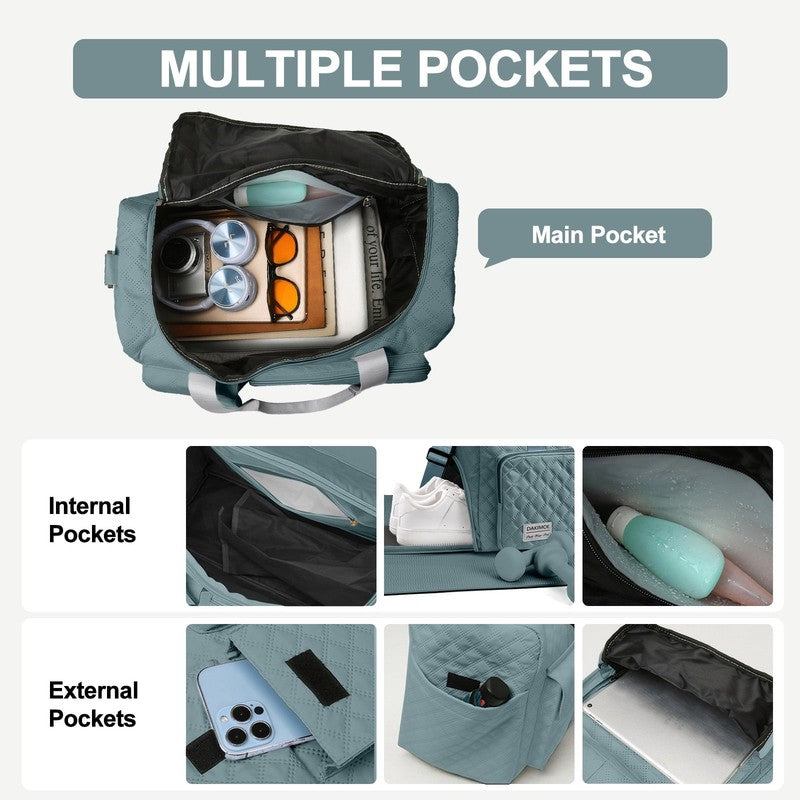 Travel Duffle Bag for Women Men, Weekender Overnight Bags Carry on Gym Bag with3