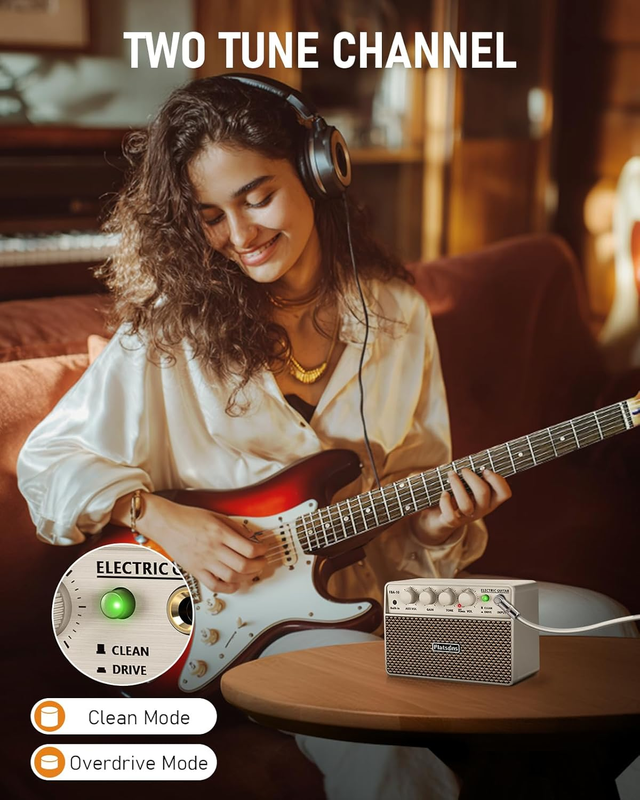 FBA-10 Mini Guitar Amp, 10W Electric Amplifier USB-C Rechargeable Portable White2