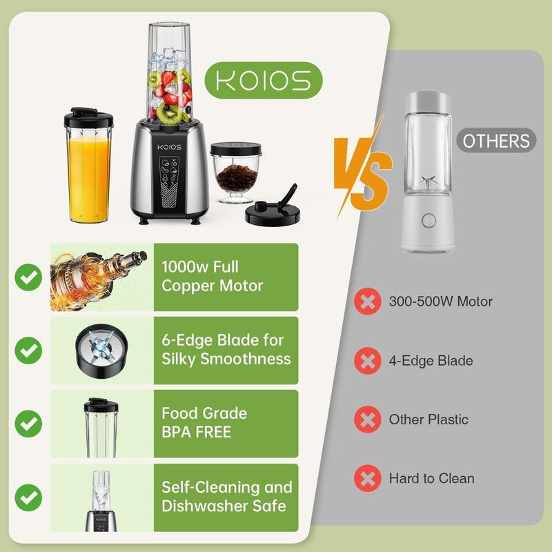 1000W Personal Smoothie Blender with Coffee Grinder, 12-Piece Set3