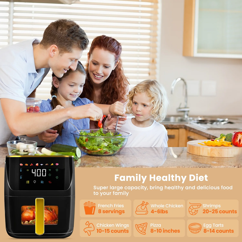 8.5QT Air Fryer 8 in 1 Touch Screen Visible Window 1750W Black2