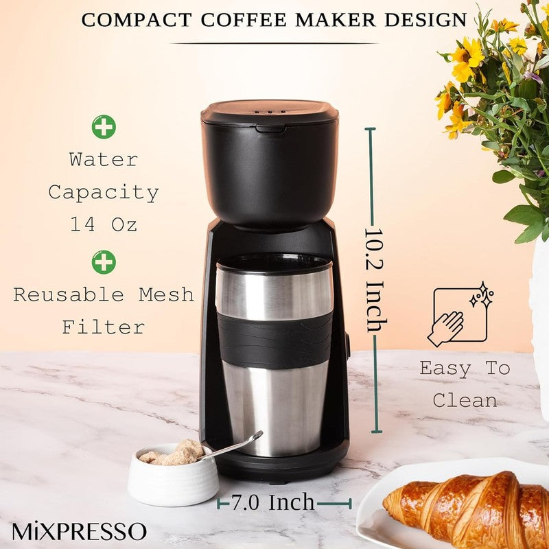 Single Serve Coffee Maker with 14Oz Travel Mug & Reusable Filter2