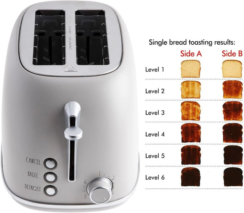 Retro 2 Slice Stainless Steel Toaster Wide Slot 6 Browning Bagel Cancel Sand1