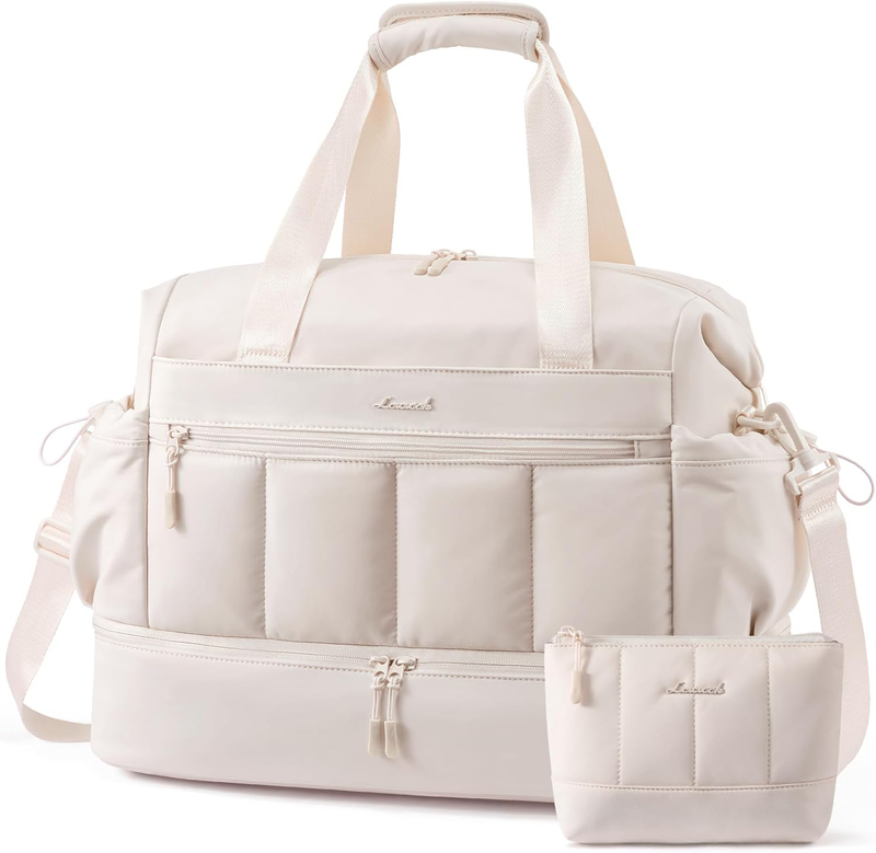 Travel Duffel Bag Women Weekender 38L Overnight w/ Shoe Compartment 2Pc6