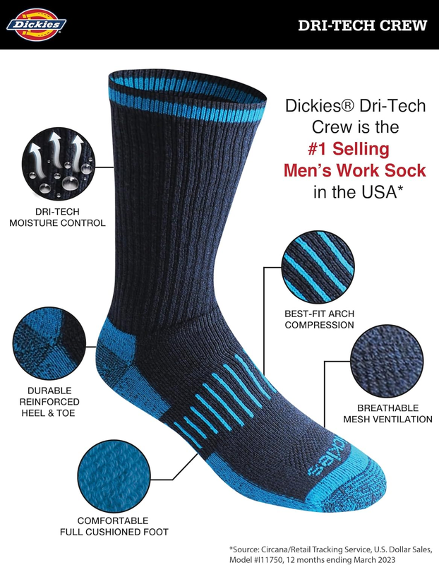 Men's Dri Tech Moisture Control Crew Socks M XXL 6 12 18 Pairs3
