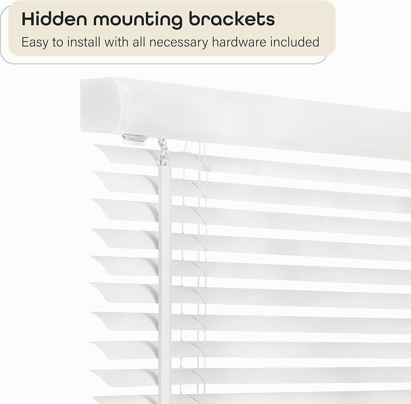 Cordless Pearl White Mini Blinds 29x64 Inch for Indoor Windows - GII Morningstar2