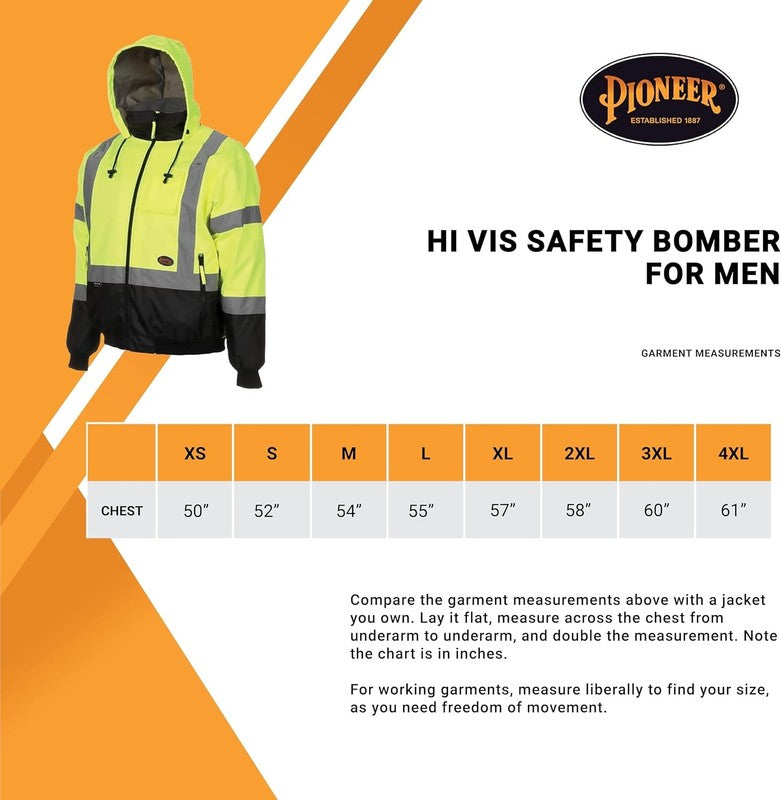 Hi Vis Safety Bomber for Men   Waterproof, Reflective ANSI Class 3 Winter Rain J5