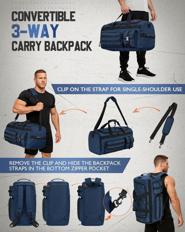 45L Weekender Gym Bag Backpack Travel Duffel Shoe Storage1