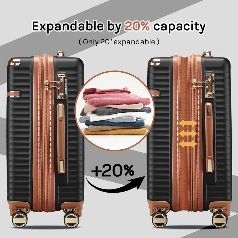 3 Piece Carry On Luggage Set with Swivel TSA Lock and Leather Carry Bag6