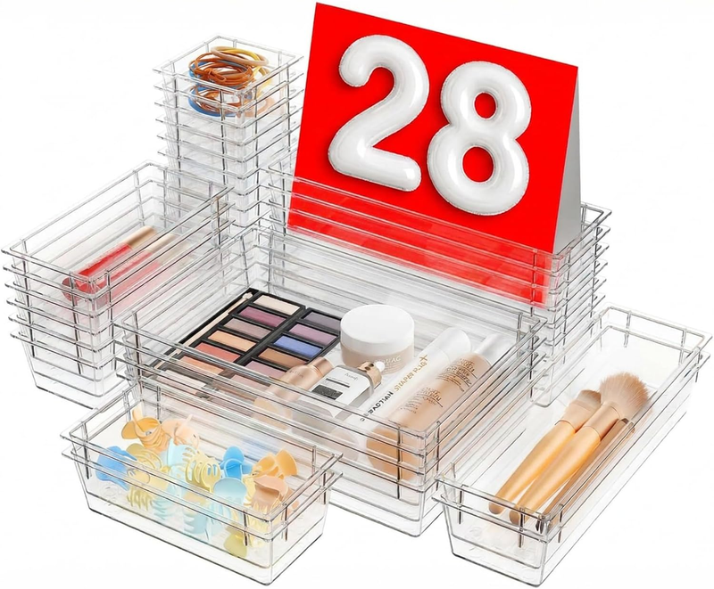 Drawer Organizer Makeup Storage 5 Size Holds 177 Items Clear9