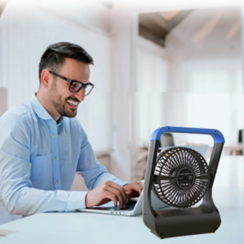 Battery Operated Camping Fan D Cell Portable Desk Fan 3 Speed Timer Blue9