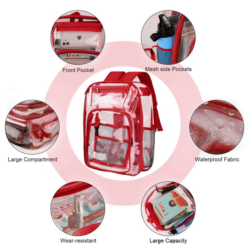 Clear Backpack, Heavy Duty PVC Transparent Backpack Stadium Approved with Reinfo5