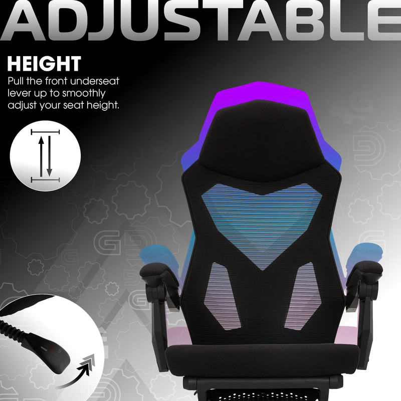 Gaming Office Chair with Extendable Leg Rest Black Fabric Ergonomic8