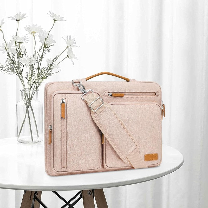 15.6 Inch Laptop Shoulder Bag 360 Protective Messenger 4 Zipper Pockets2