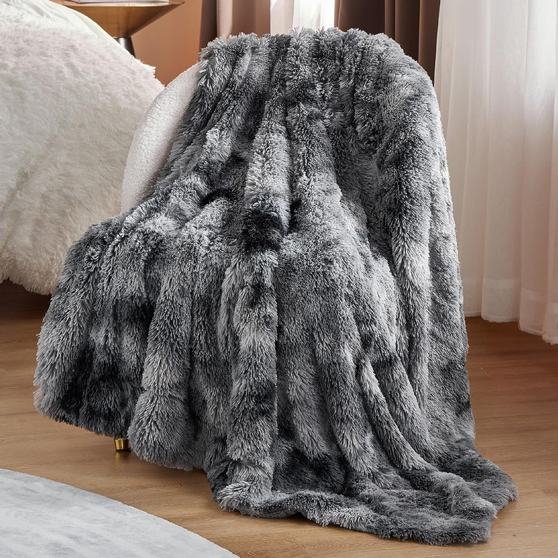 Gentlesoft Fluffy Fuzzy Faux Fur Throw Blanket for Couch, Soft Sherpa Fleece Coz5