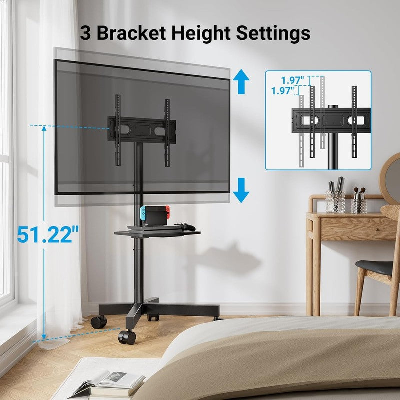 Mobile TV Stand with Wheels for 23–60" Flat/Curved TVs, Max VESA 400x4003