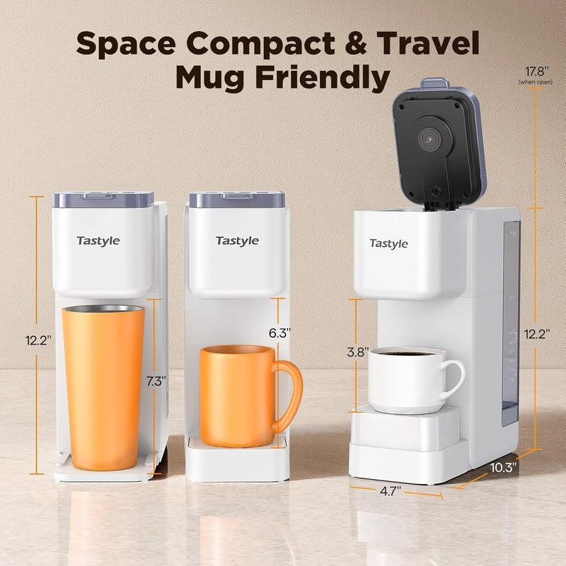 Hot & Iced Coffee Maker K Cup & Grounds w/ Magnetic Pod Holder 40oz White4