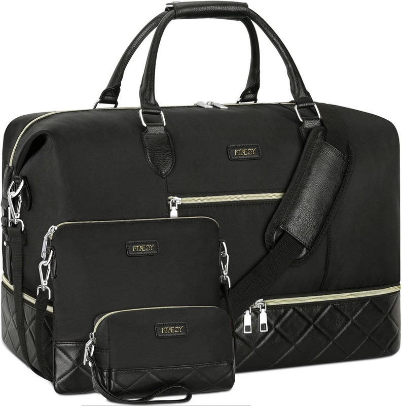 Weekender Bag Women Travel Duffel Carry On Overnight w/ Shoe Compartment Nylon10