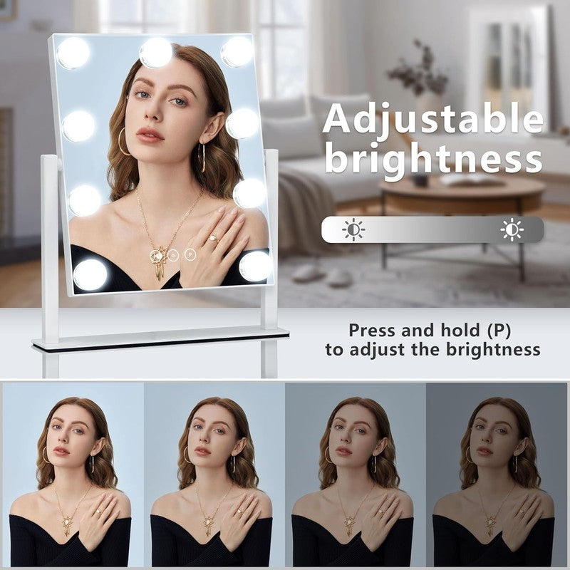 Vanity Mirror with Lights – 9 Dimmable Bulbs, 3 Color Modes, 10X Magnifier2
