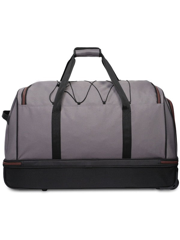 30 in Rolling Drop-Bottom Carry on Duffel Bag for Travel, Black and Gray4