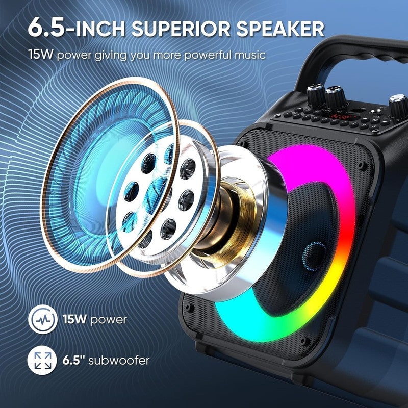 Karaoke Machine, Portable Bluetooth Speaker with 2 Wireless Microphones for Adul2