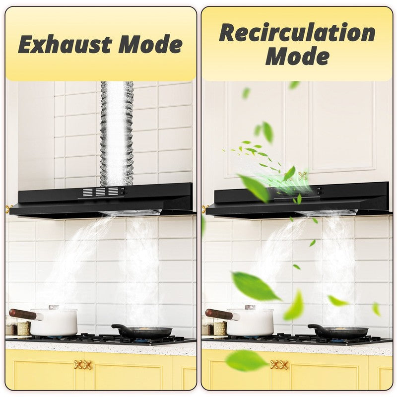 Black 36" Under Cabinet Range Hood 300CFM 2-Speed Ducted/Ductless5