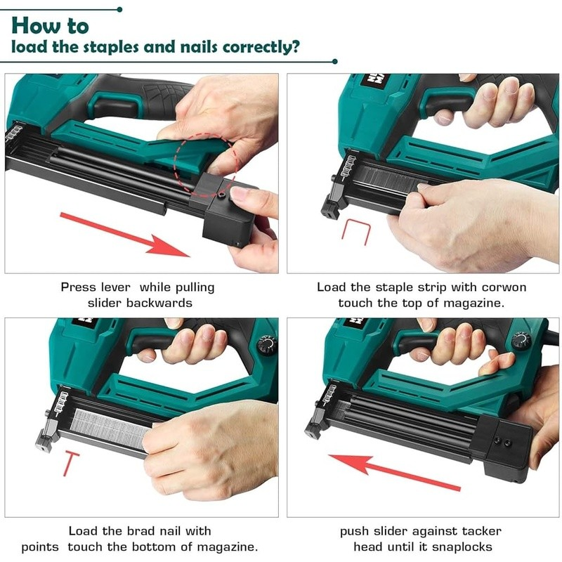 2-In-1 Electric Brad Nailer Staple Gun Non-Marring Ergonomic DIY Projects New6