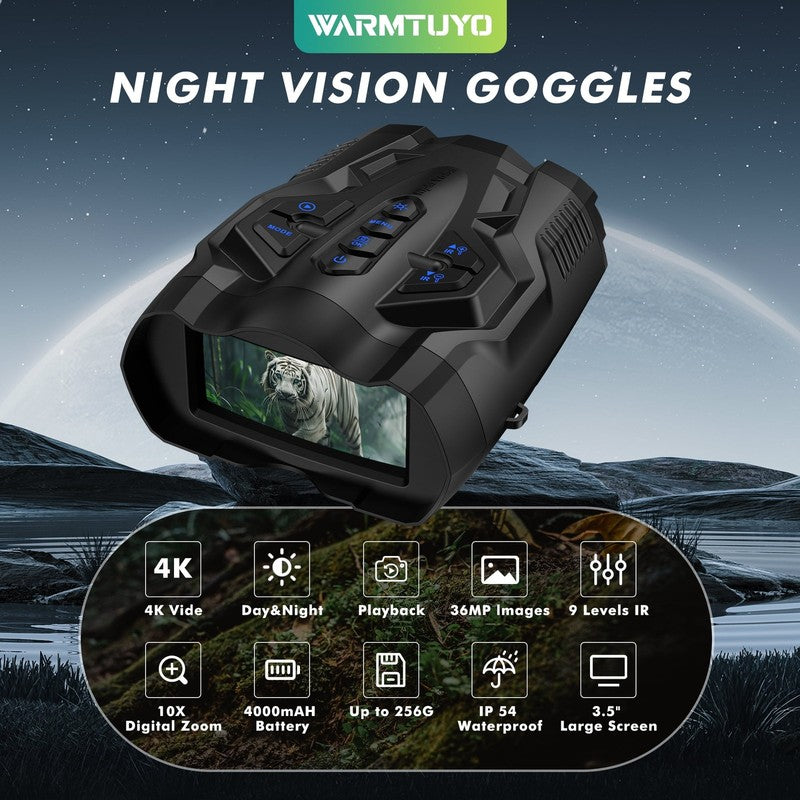 Night Vision Binoculars 9 Level IR, 10X Zoom, 3.5" HD Screen + 32GB Card1